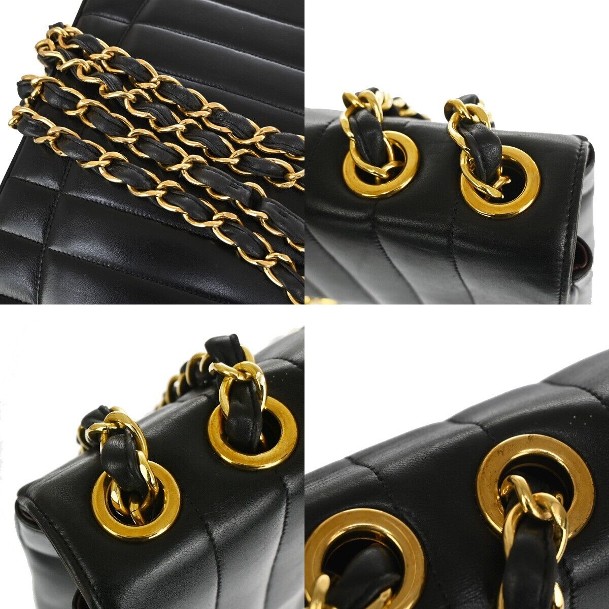 CHANEL CC Logo Mademoiselle 30 Chain Shoulder Bag Leather Black GHW 172RJ144