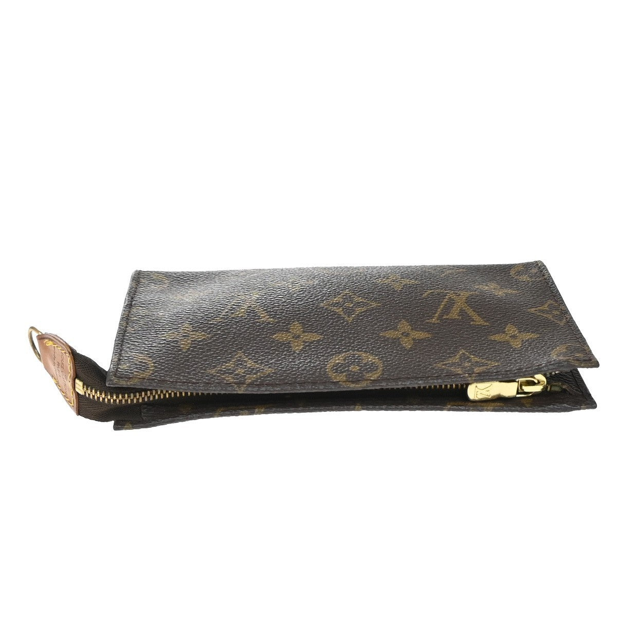 LOUIS VUITTON Logo BUCKET PM Pouch Bag Monogram Leather Brown France 02KP294