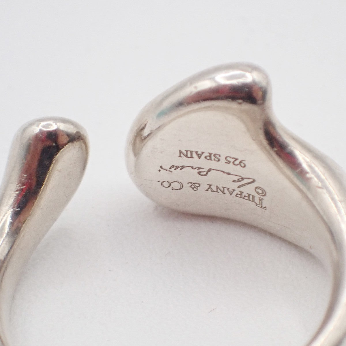 Tiffany & Co. Logo Elsa Peretti Open Heart Ring US Size 6 Silver Ag 925 09KP561