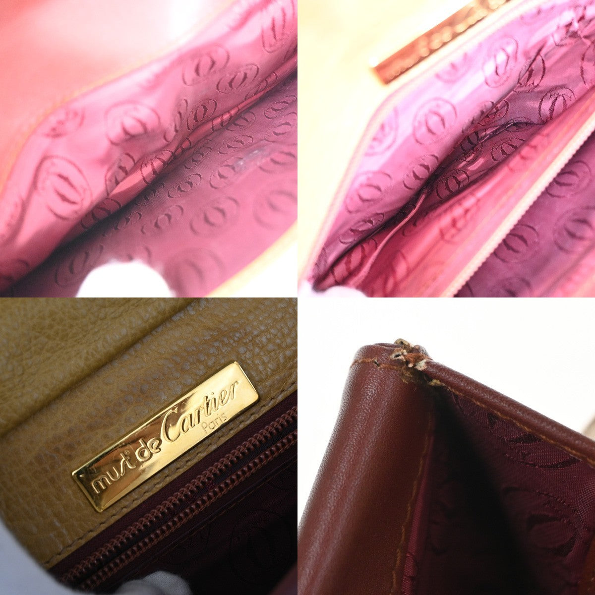 MUST DE CARTIER 2C Logo Trinity Bicolor Shoulder Bag Leather Yellow Red 38YJ118