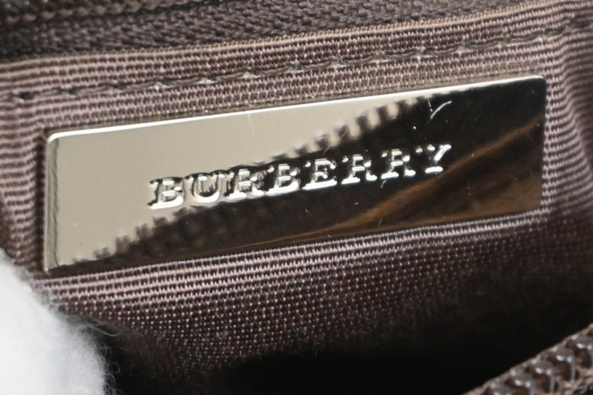 BURBERRY Logo Nova Check Shoulder Bag Canvas Leather Brown 31RF808