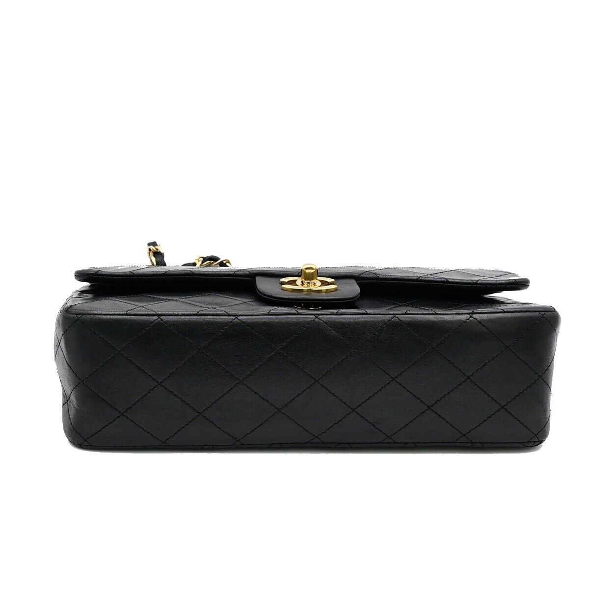 CHANEL Matelasse 25 Double Flap Chain Shoulder Bag Leather BK Vintage 377RJ823