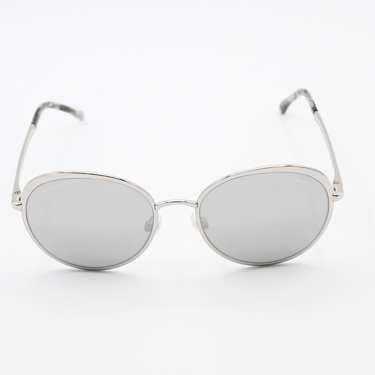 CHANEL CC Logo Sunglasses Eye Wear Mirror Lenz Plastic Metal Silver 4206 36RL592