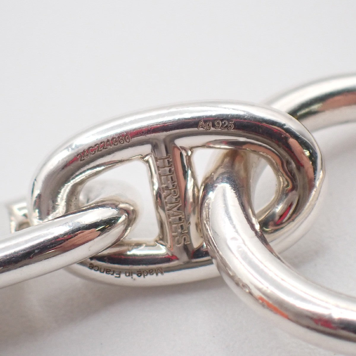 HERMES Logo Chaine D'ancre MM Chain Bracelet 12 Links Ag 925 Silver 332LC627