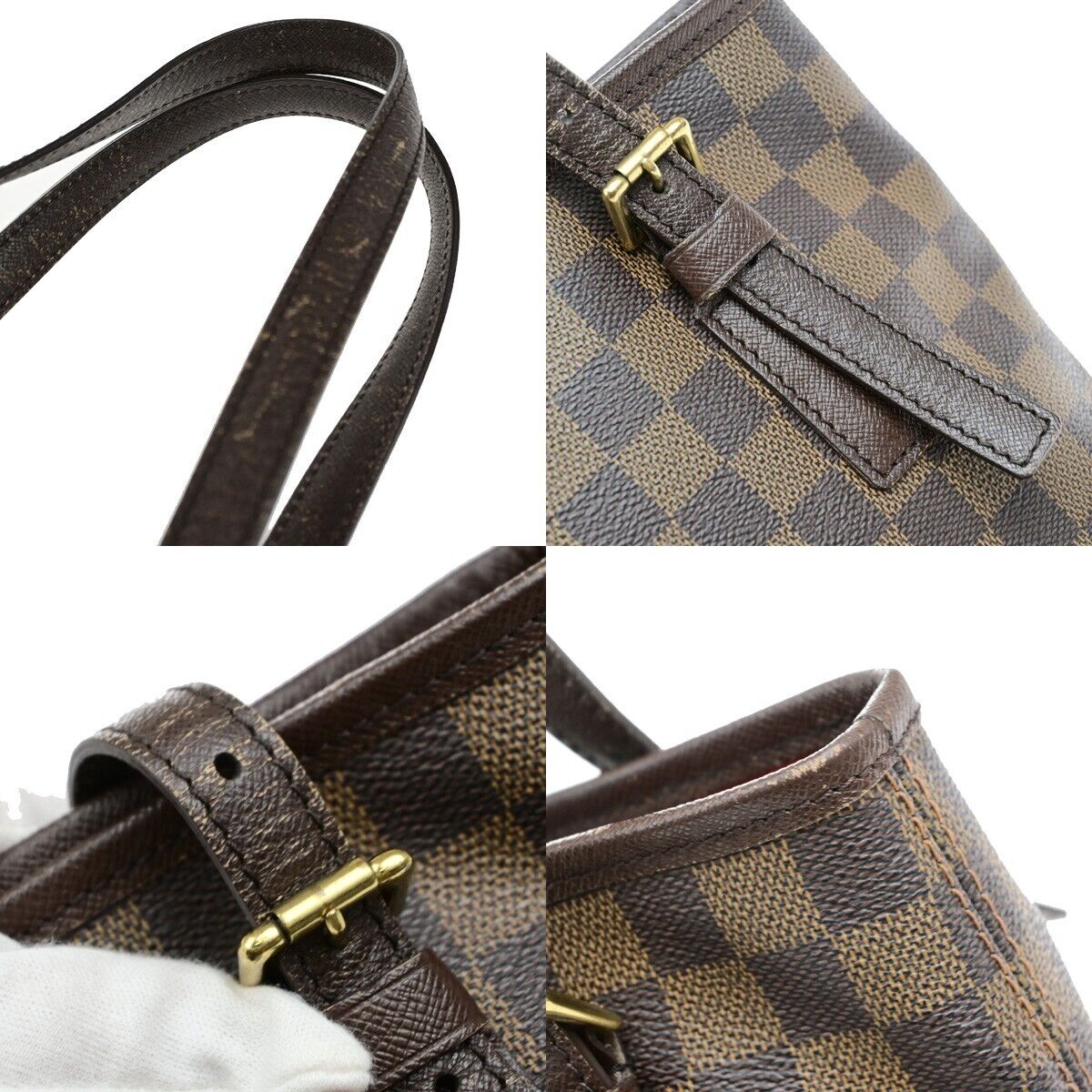 LOUIS VUITTON LV Marais Shoulder Bag Damier Ebene Leather Brown N42240 73ED847