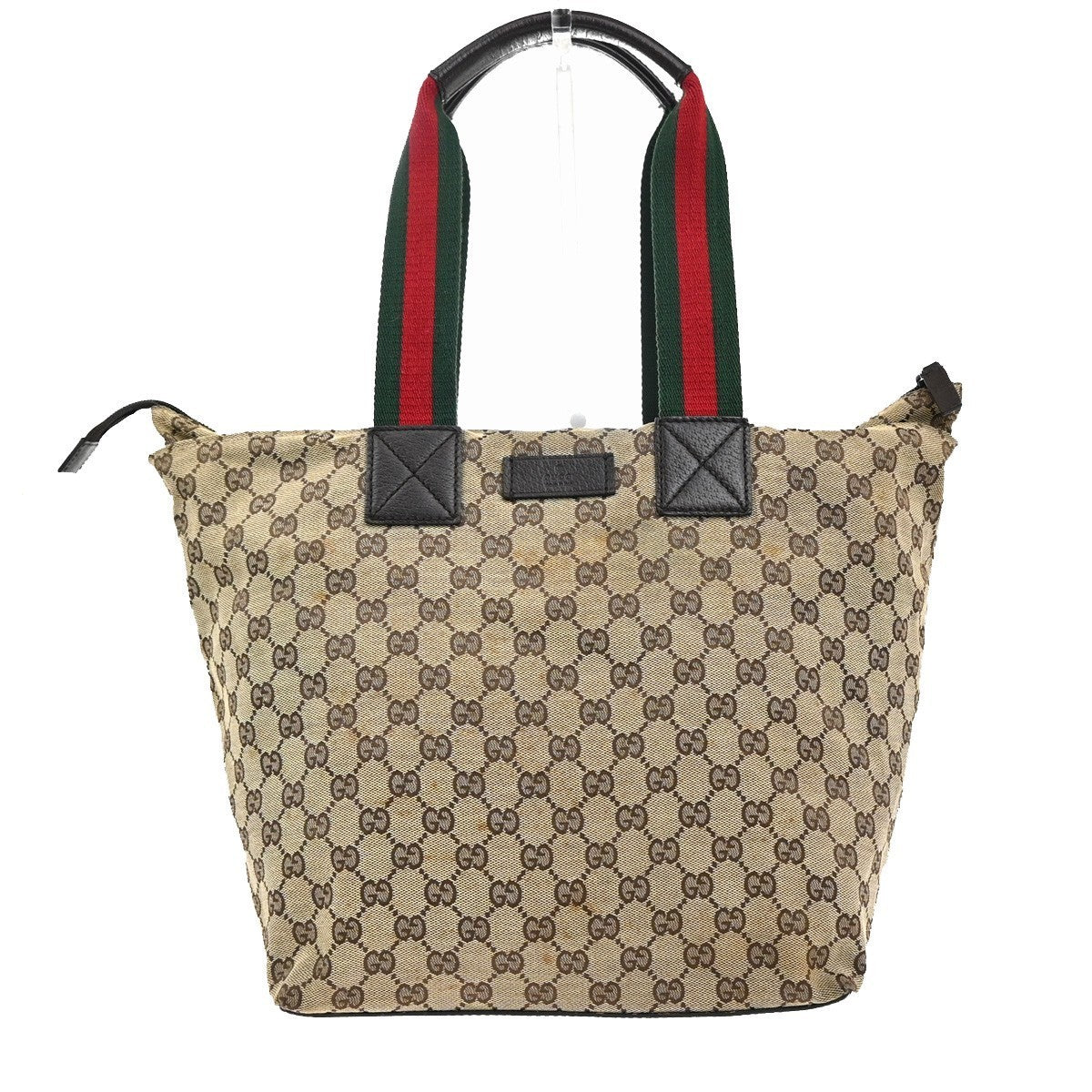 GUCCI GG Logo Sherry Line Shoulder Hand Bag Canvas Leather Beige Italy 67KC204