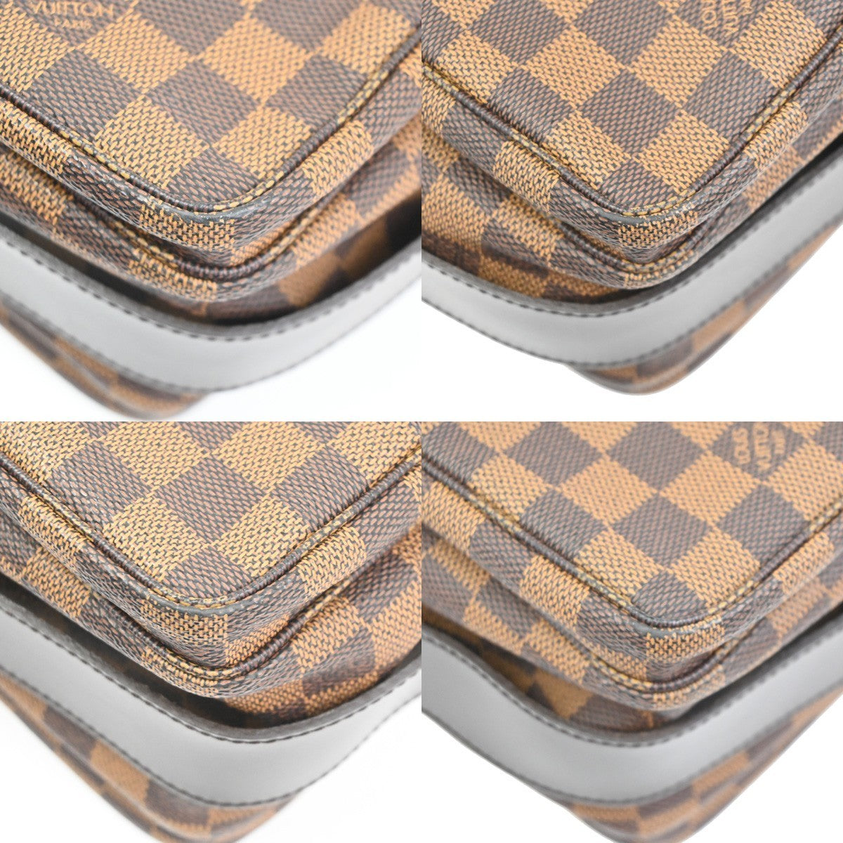 LOUIS VUITTON Naviglio Shoulder Bag Damier Ebene Leather Brown N45255 96TA697