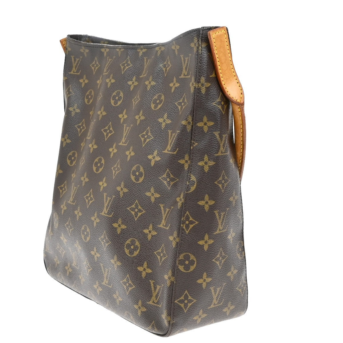 LOUIS VUITTON Logo Looping GM Shoulder Bag Monogram Leather Brown M51145 73KB422