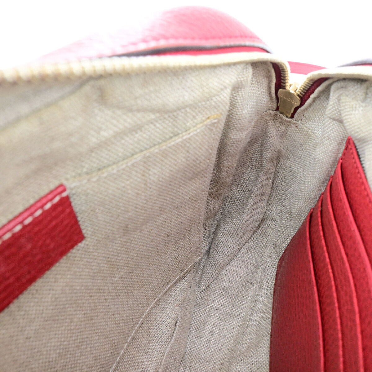 GUCCI GG Pattern Crossbody Shoulder Bag Canvas Leather Brown Red GHW 97RK010
