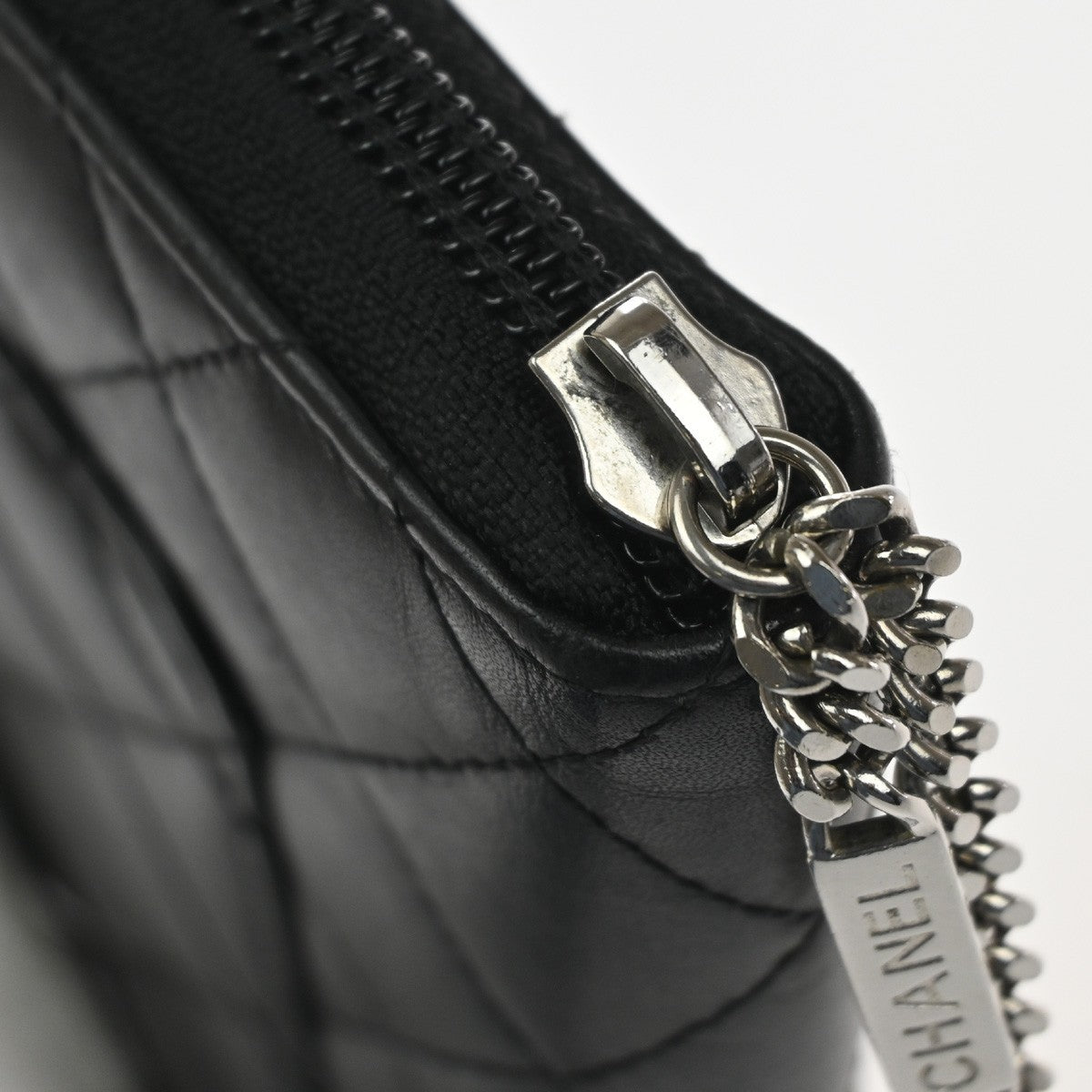 CHANEL CC Cambon Line Zip Around Long Wallet Patent Leather Black Spain 39KD046