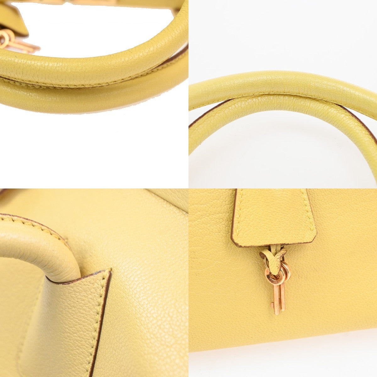 PRADA MILANO Doctor's Hand Bag Leather Yellow GHW Italy 83TA671