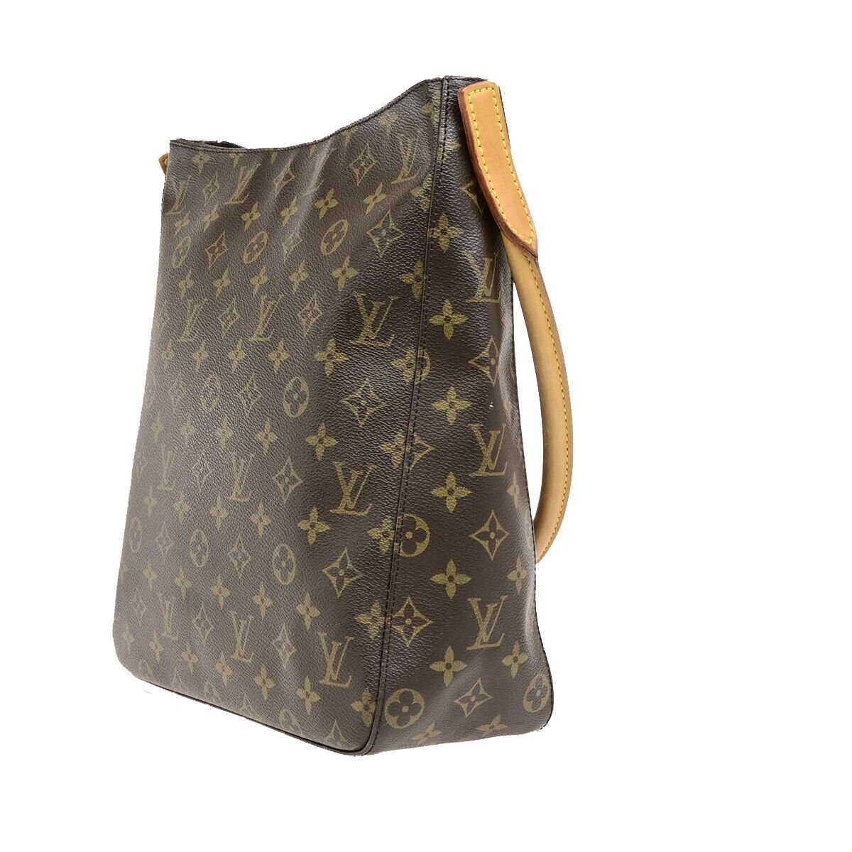 LOUIS VUITTON Logo Looping GM Shoulder Bag Monogram Leather Brown M51145 14EE098
