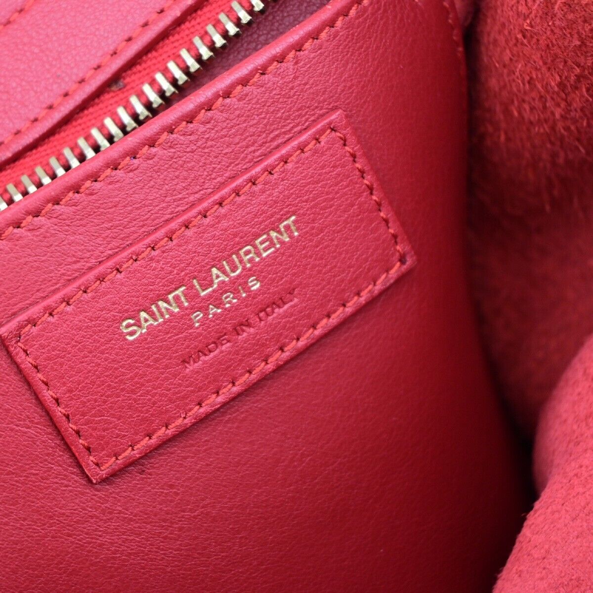 SAINT LAURENT YSL Logo Cabas 2 Way Hand Bag Leather Red GHW Italy 29EC867