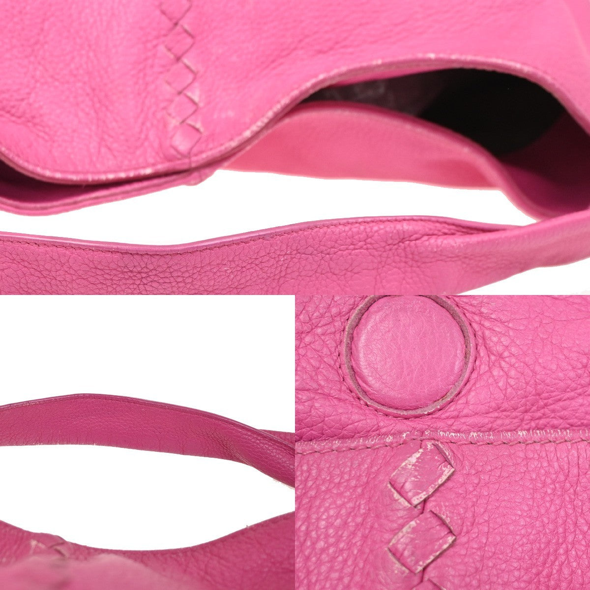 BOTTEGA VENETA Intrecciato Logo Shoulder Bag Cervo Leather Pink Italy 16ZA223