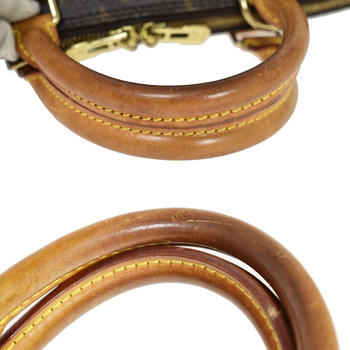 LOUIS VUITTON LV Logo Alma Hand Bag Monogram Leather Brown France M51130 83EA822