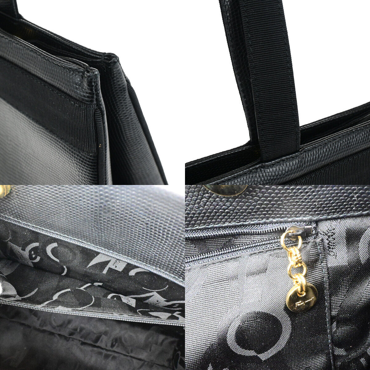 SALVATORE FERRAGAMO Vara Shoulder Bag Embossing Leather Black GHW Italy 67YF484