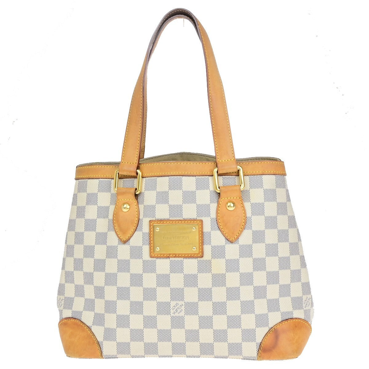 LOUIS VUITTON Hampstead PM Shoulder Bag Damier Azur Leather White N51207 82EC306