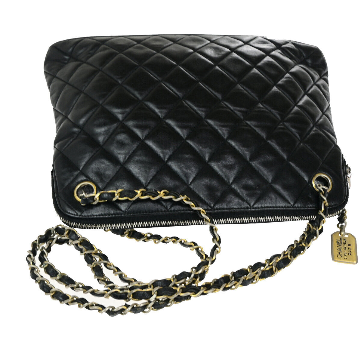 CHANEL CC Logo Matelasse Chain Shoulder Bag Leather Black GHW Vintage 10RK661