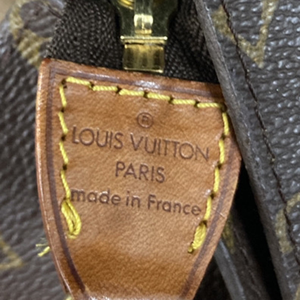 LOUIS VUITTON Logo BUCKET PM Pouch Bag Monogram Leather Brown France 02KP294