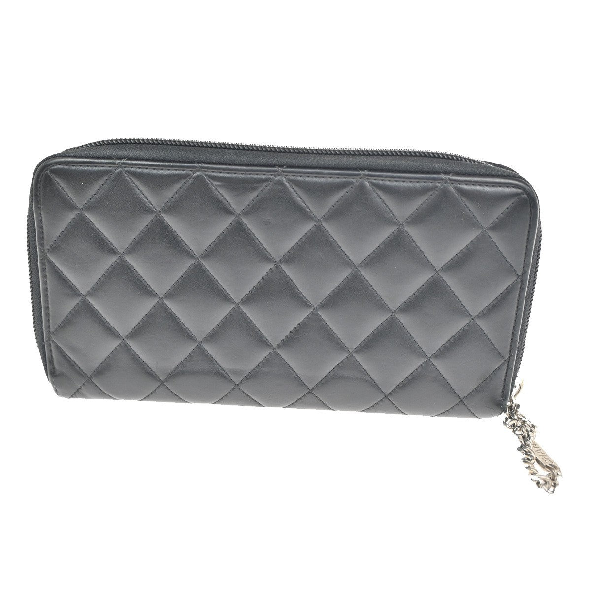 CHANEL CC Cambon Zipper Long Bifold Wallet Purse  Leather Black SHW 62RL580