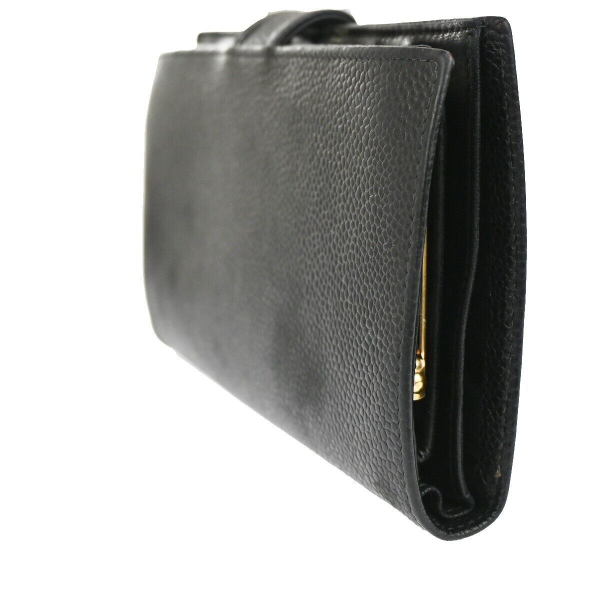 CHANEL CC Logo Long Bifold Wallet Purse Caviar Skin Leather Brown Spain 30YD900