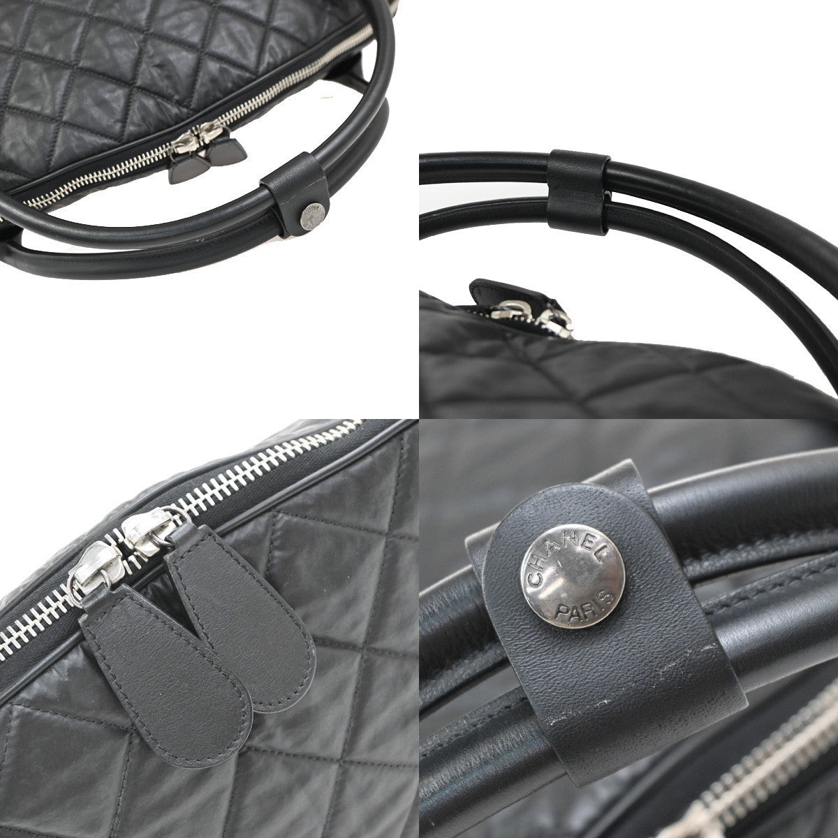 CHANEL CC Logo Coco Cocoon Travel Hand Bag Nylon Leather Black Italy 44RP154