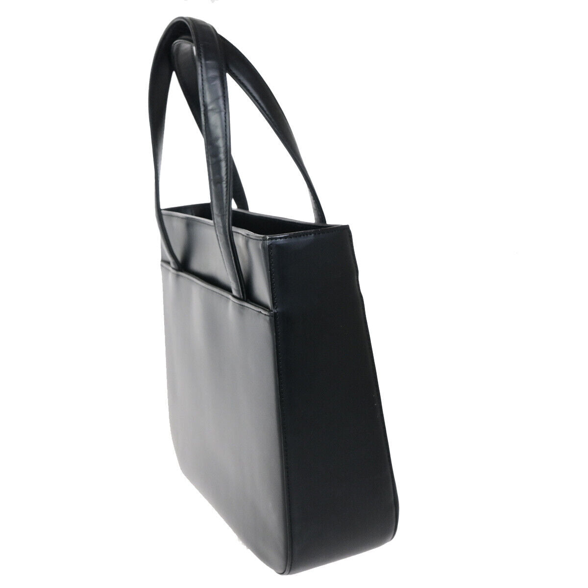 BURBERRY Logo Hand Tote Bag Nova Check Leather Black SHW 62SJ434