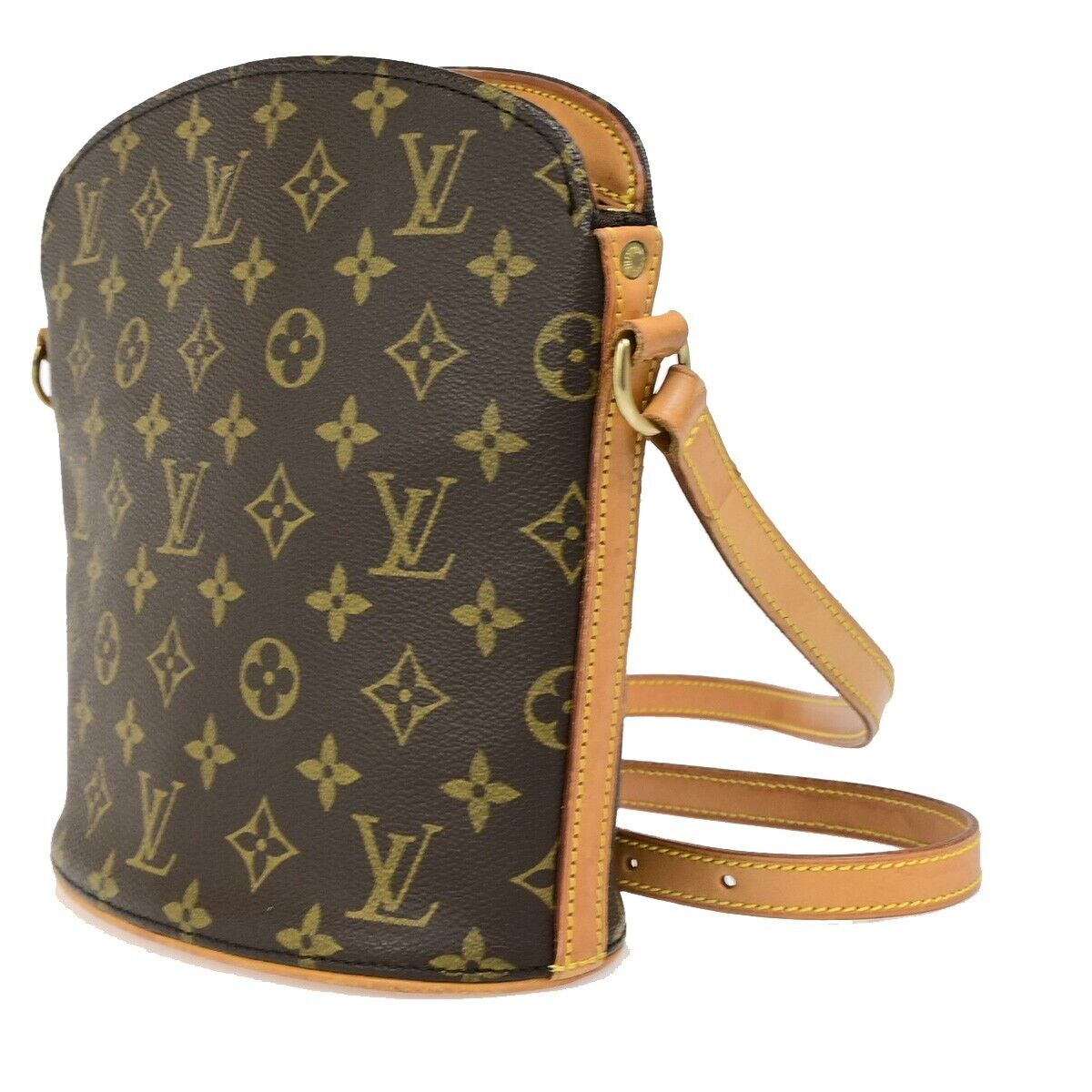 LOUIS VUITTON Logo Drouot Shoulder Bag Monogram Leather Brown M51290 76ED002