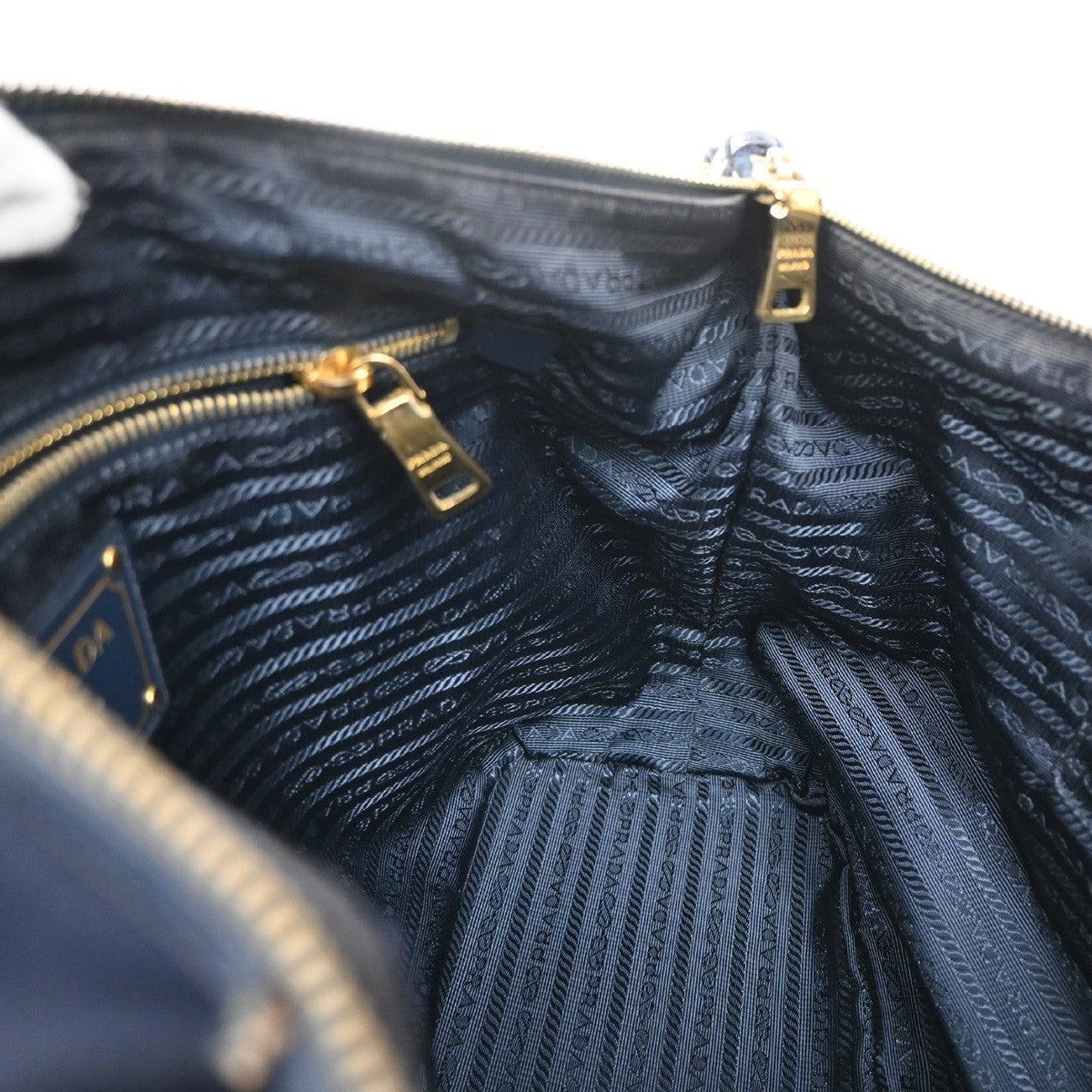 PRADA Logo 2Way Shoulder Hand Bag Nylon Leather Navy Blue GHW 1BG253 79KB502
