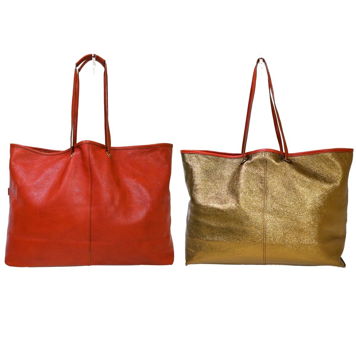 YVES SAINT LAURENT Neo Double Reversible Shoulder Bag Leather Red Gold 33EA097