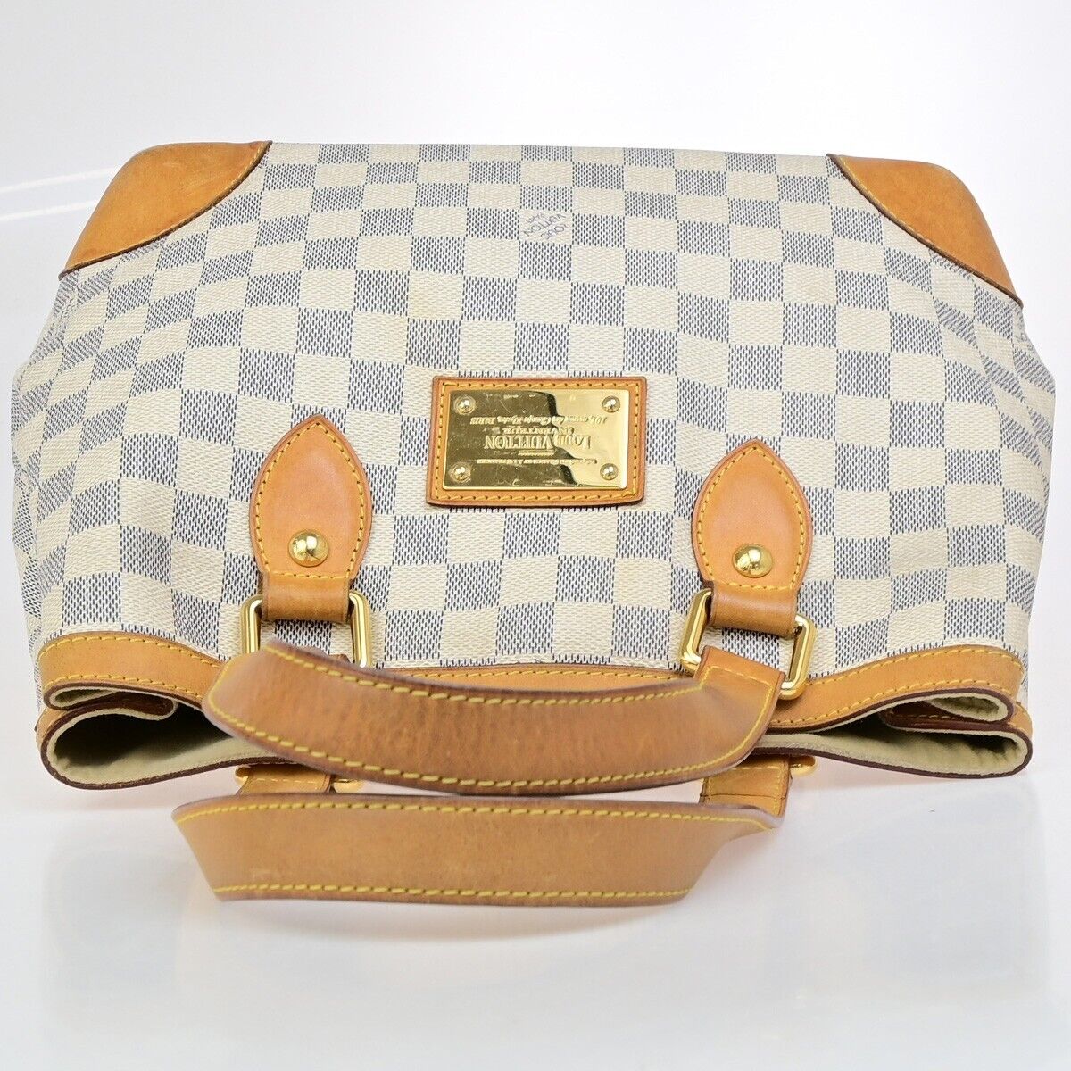 LOUIS VUITTON Hampstead PM Shoulder Bag Damier Azur Leather White N51207 16KA486