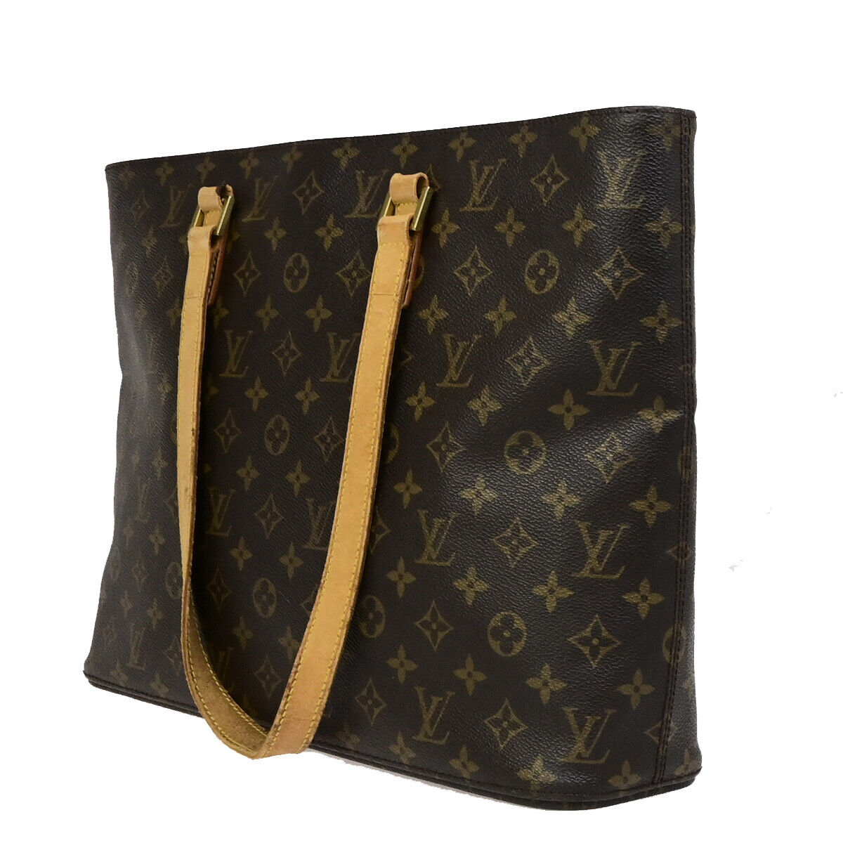 LOUIS VUITTON Logo Luco Shoulder Tote Bag Monogram Leather Brown M51155 62SJ549
