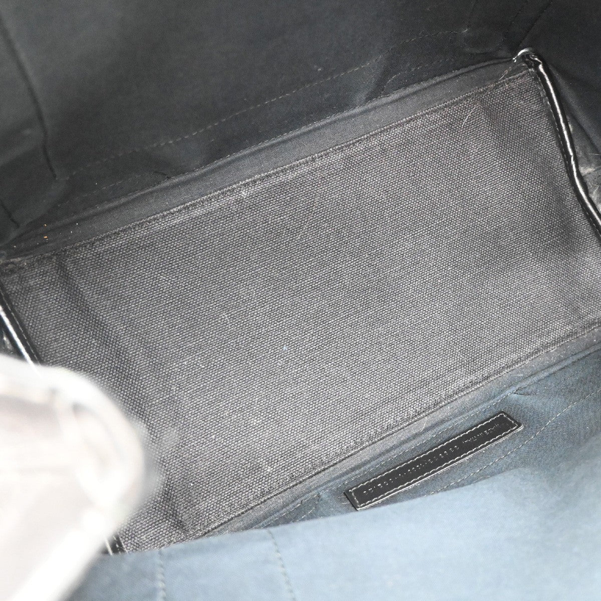 BALENCIAGA Logo Navy Cabas S Hand Bag Canvas Leather Black Italy 65EF883