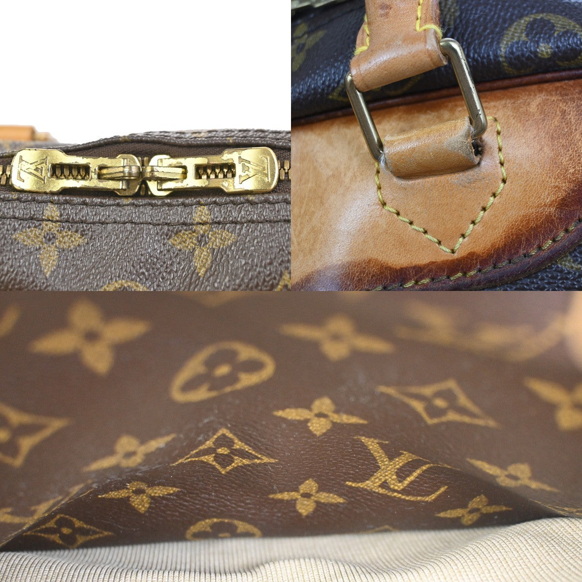 LOUIS VUITTON LV Logo Deauville Hand Bag Monogram Leather Brown M47270 65ZA315