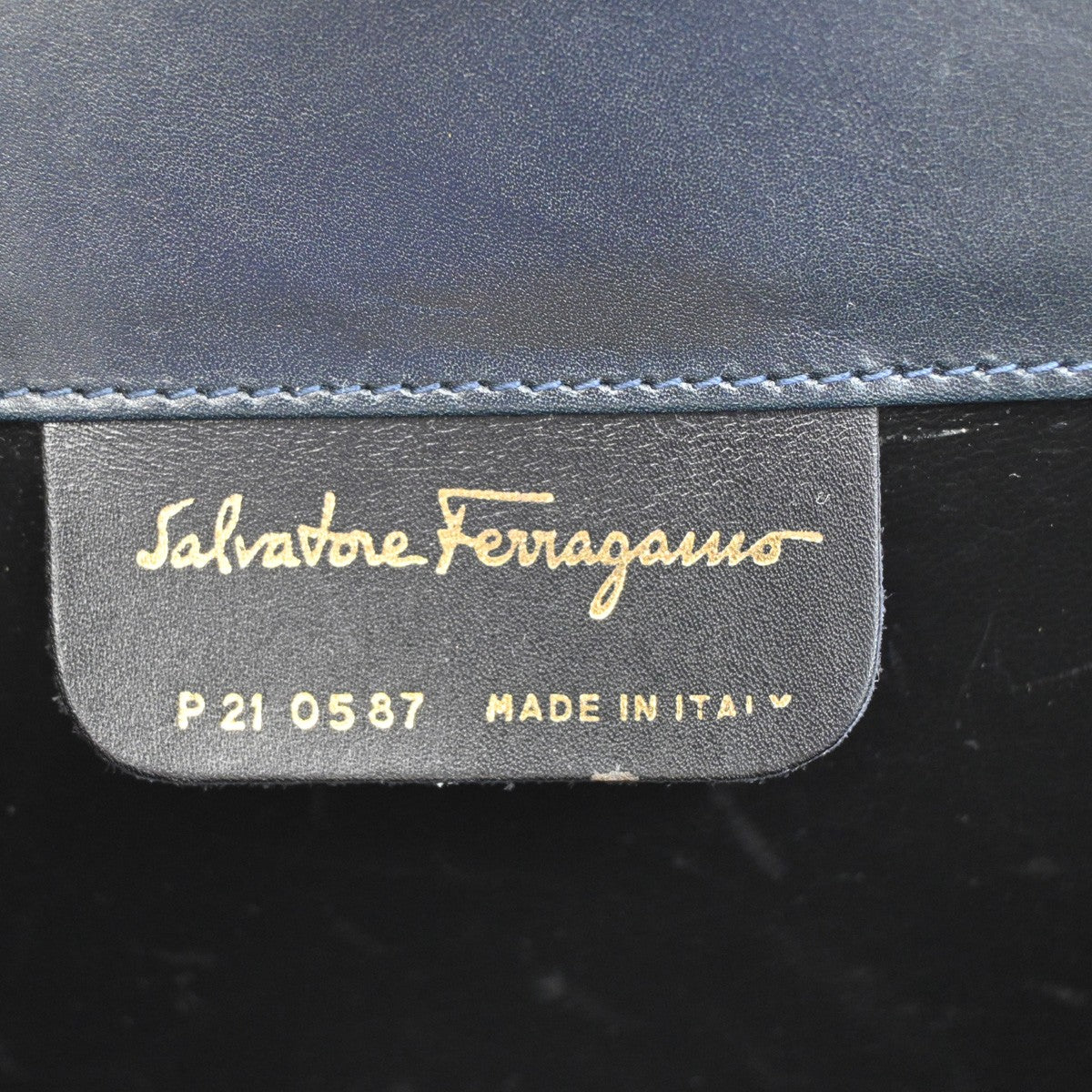 SALVATORE FERRAGAMO Gancini 2Way Chain Shoulder Bag Leather Blue GHW 60YH288