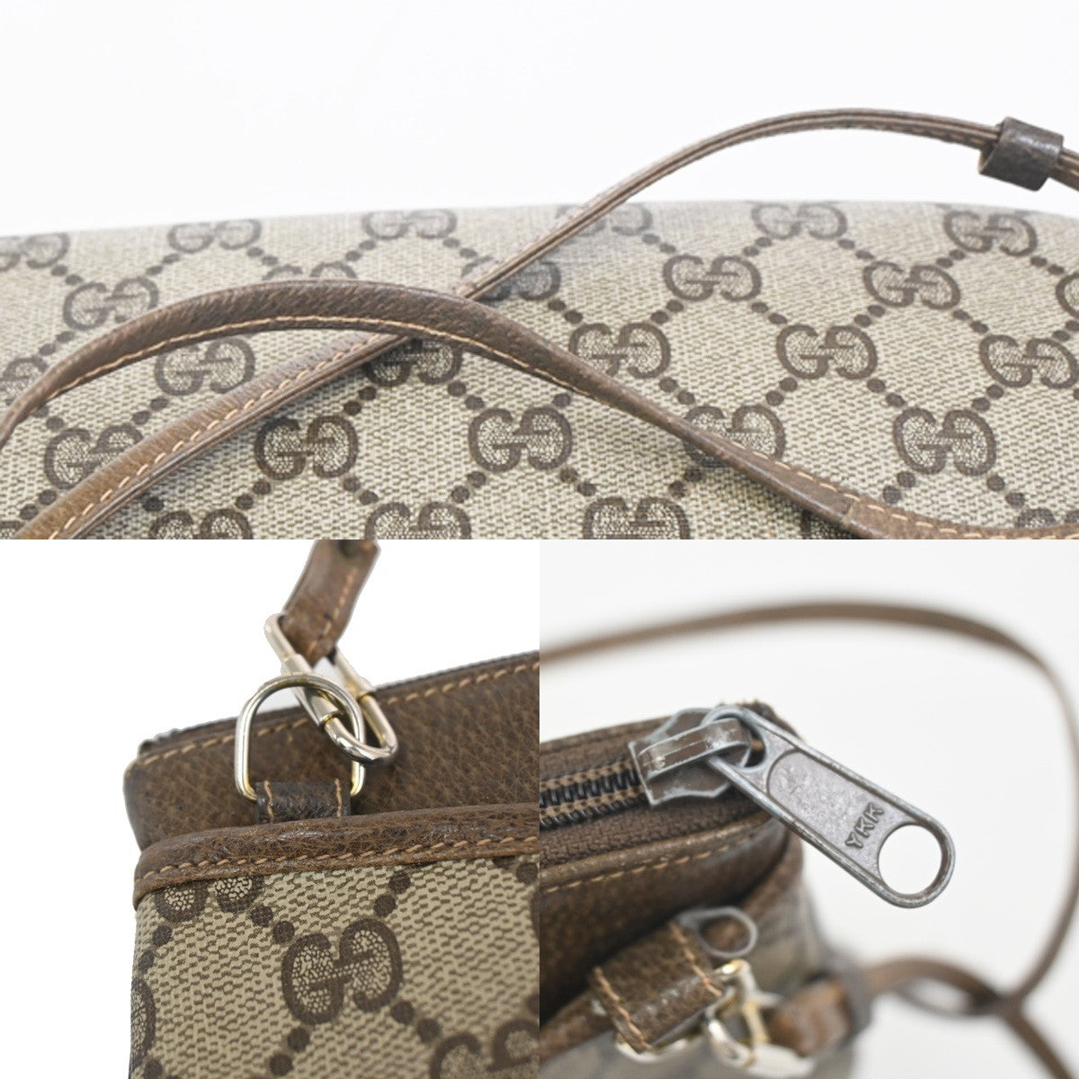 GUCCI Sherry GG Pattern Shoulder Bag PVC Leather Brown GHW Italy 61ZA324