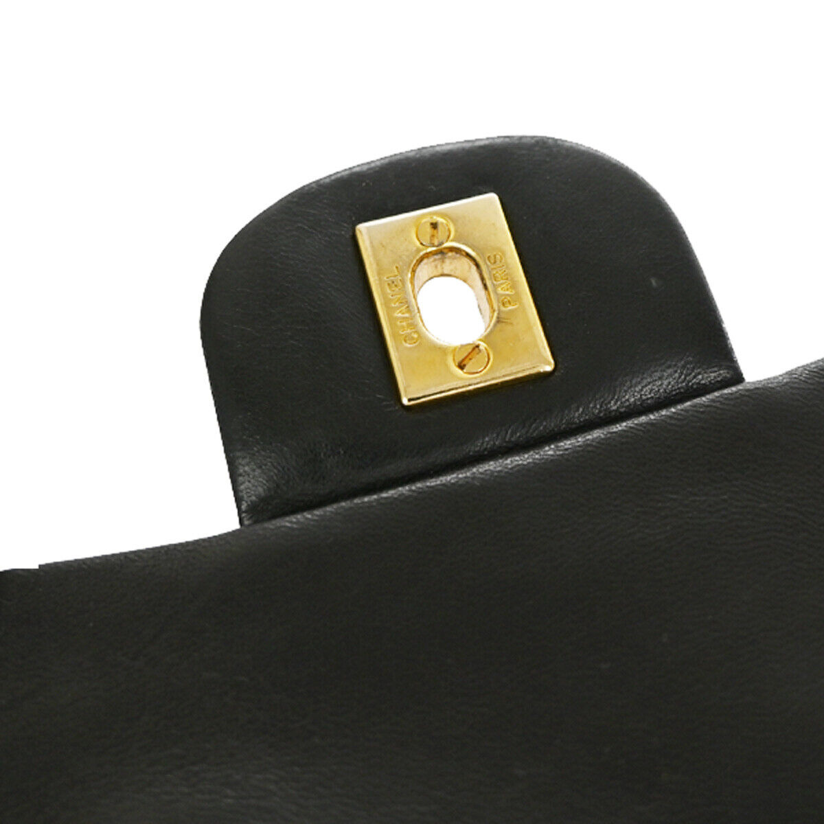 CHANEL CC Matelasse 25 Double Flap Chain Shoulder Bag Leather Black GHW 373RJ561