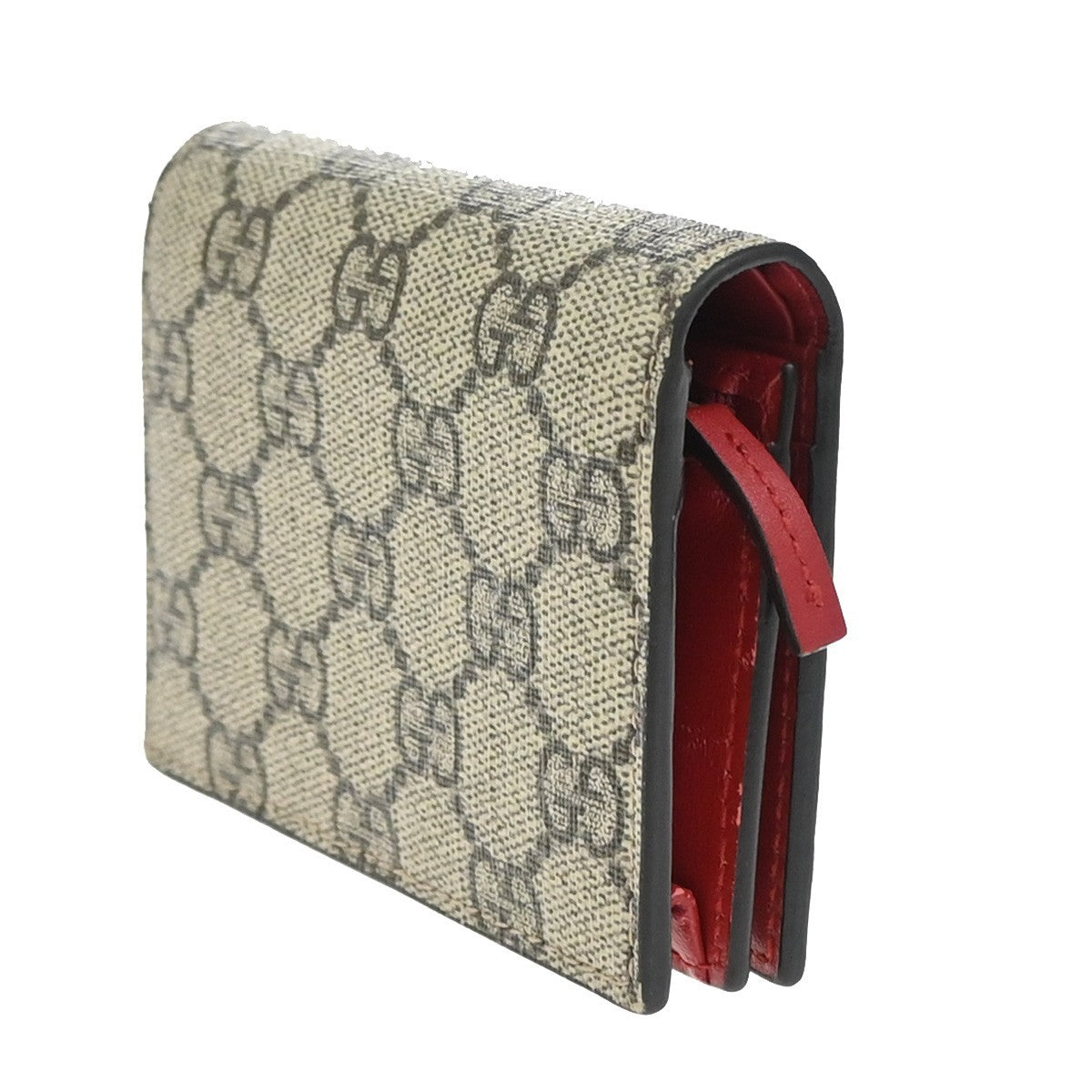 GUCCI Logo Cherry GG Pattern Compact Wallet Supreme Leather Brown 65EF797
