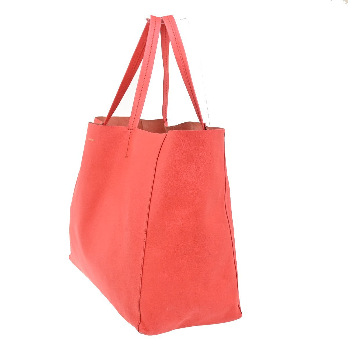 CELINE Logo Horizontal Cabas Tote Shoulder Hand Bag Leather Orange Italy 35ZA290