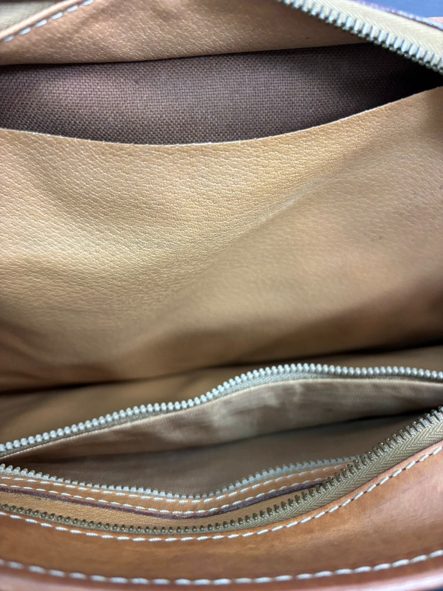 CELINE Macadam Pattern Shoulder Tote Bag PVC Leather Brown Gold Italy 04TA028