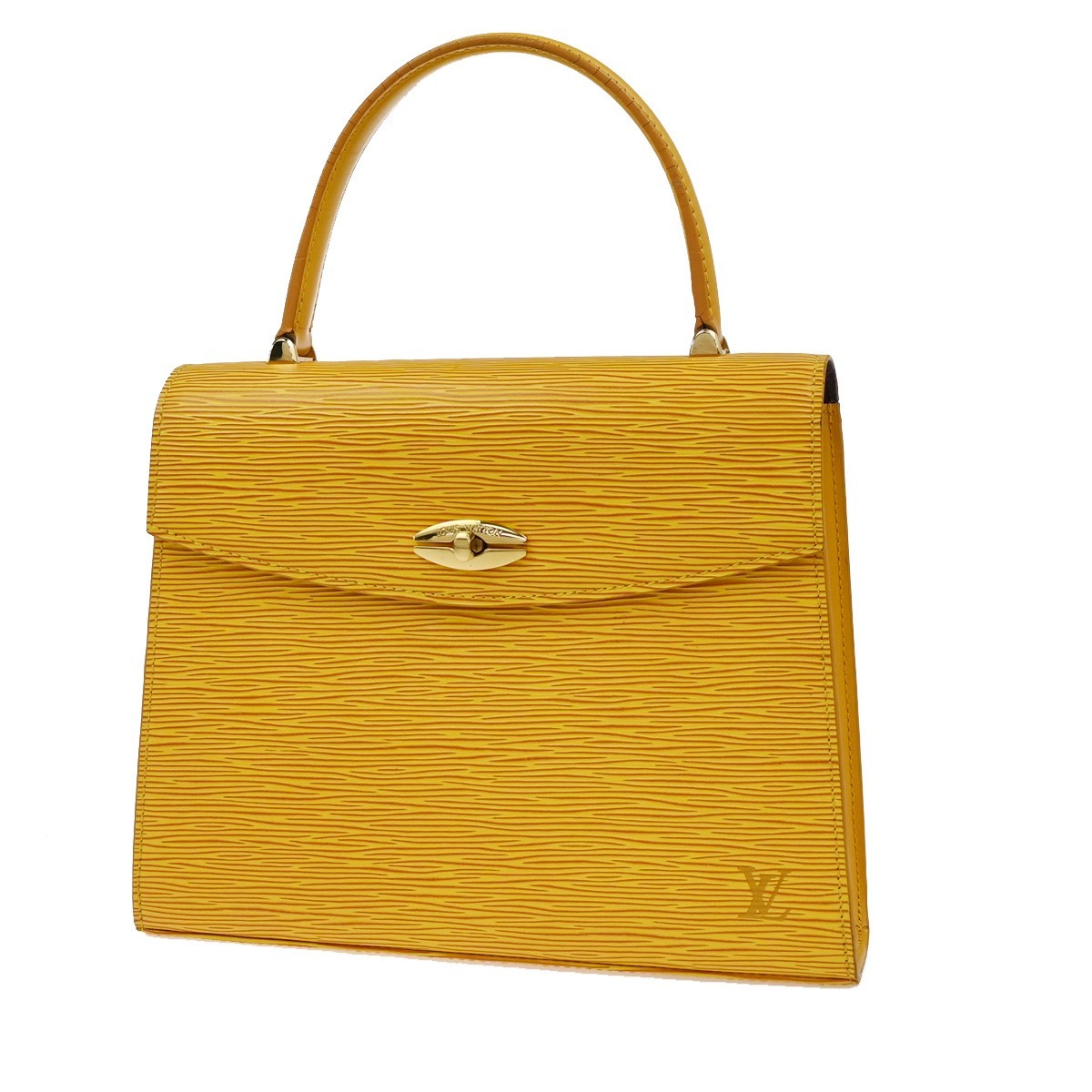 LOUIS VUITTON LV Logo Malesherbes Hand Bag Epi Leather Yellow M52379 82YJ072
