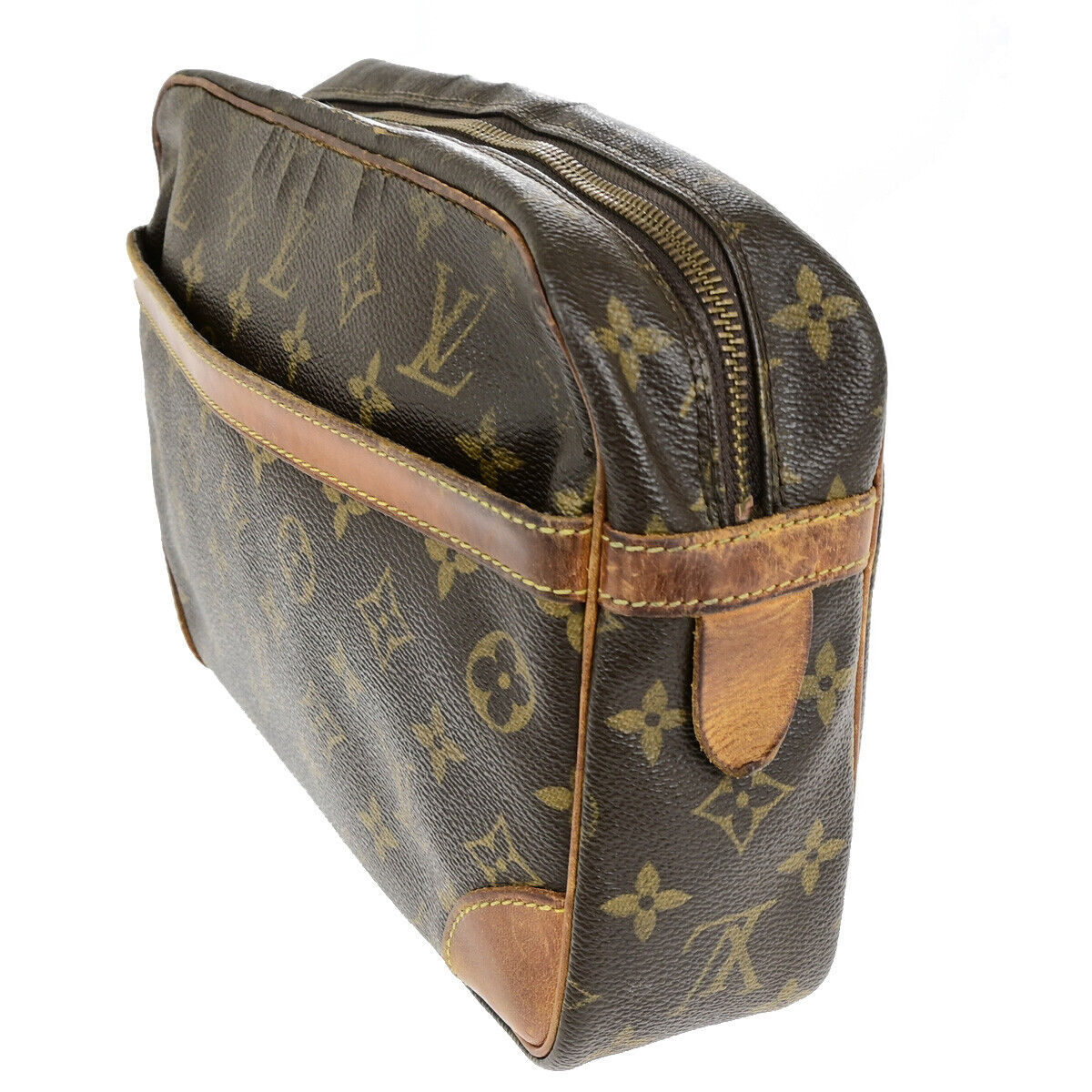 LOUIS VUITTON Compiegne 28 Clutch Hand Bag Monogram Leather Brown M51845 01YG773