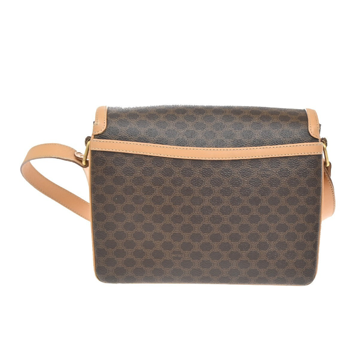 Celine logo Macadam  Pattern Shoulder Bag PVC Leather Brown Italy  89SA079