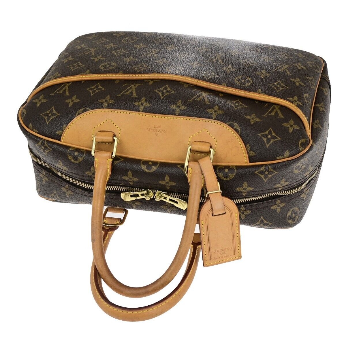 LOUIS VUITTON LV Logo Deauville Hand Bag Monogram Leather Brown M47270 89FB067