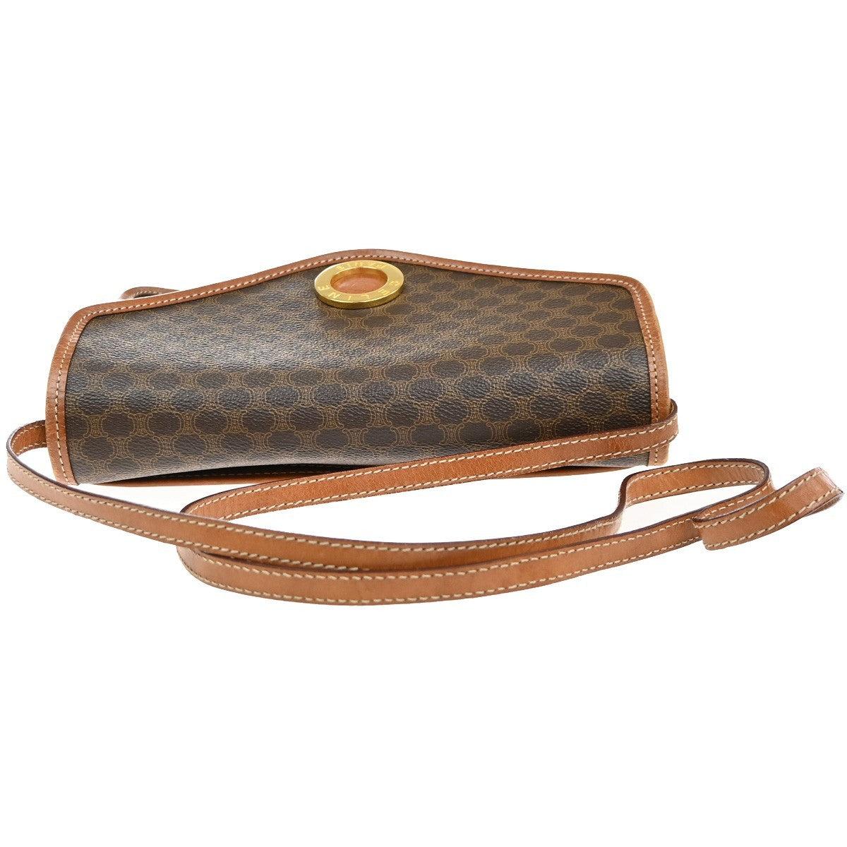 CELINE Logo Macadam Pattern Shoulder Bag PVC Leather Brown GHW Italy 31MA650
