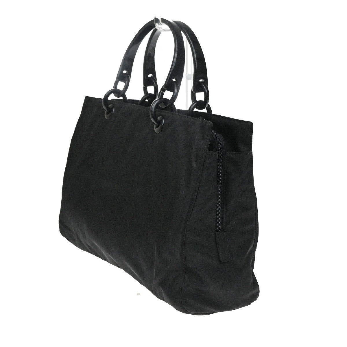 PRADA Logo Tessuto Chain Shoulder Hand Bag Nylon Black SHW Italy 31YJ089