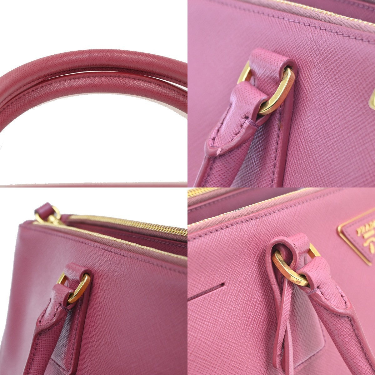 PRADA Galleria 2Way Shoulder Hand Bag Saffiano Leather Pink Italy 11CA830