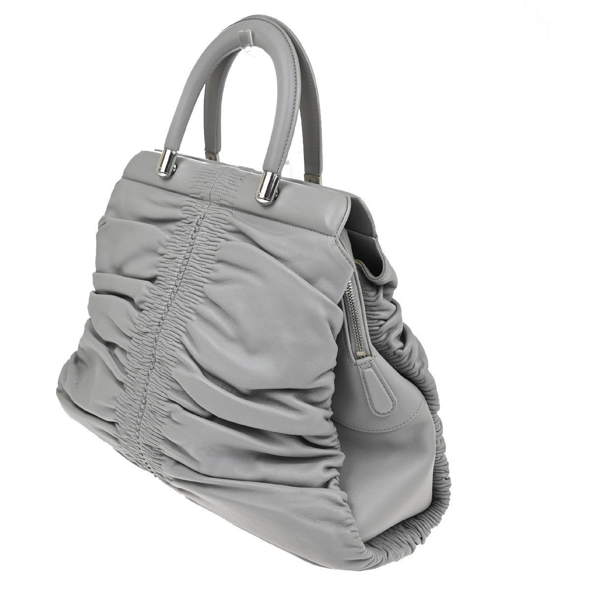 CHRISTIAN DIOR CD LOGO Karenina Hand Bag Leather Gray Italy 72KC914