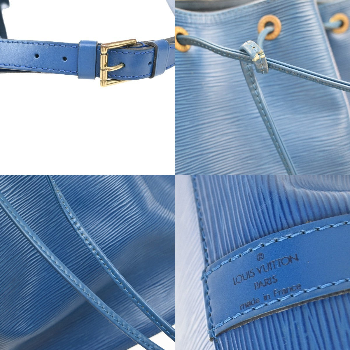 LOUIS VUITTON LV Petit Noe Shoulder Bag Epi Leather Blue France M44105 86KC177