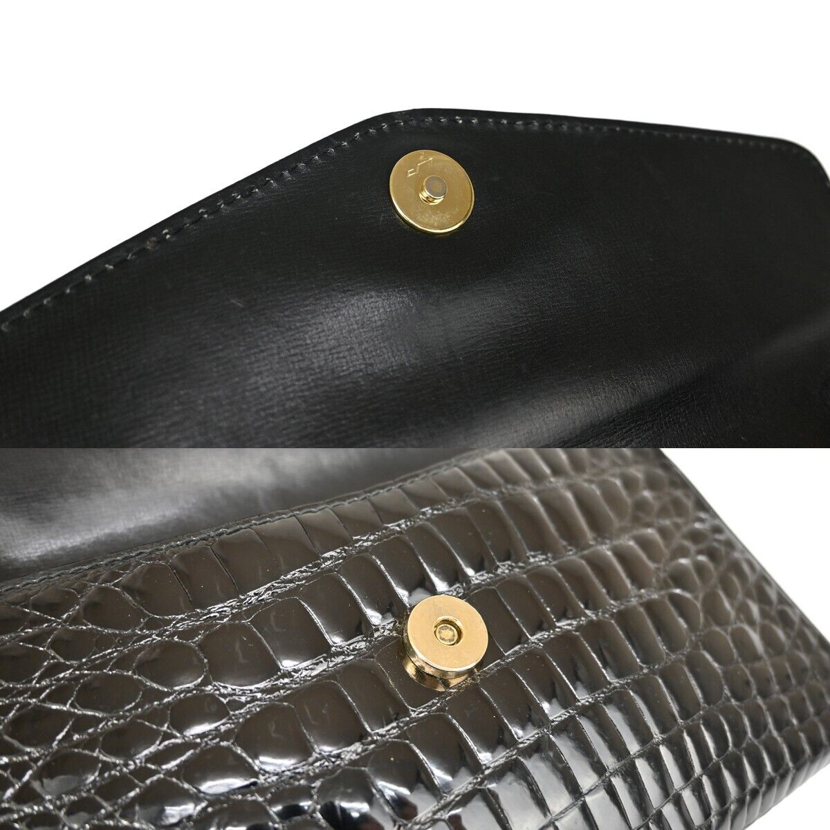 LOEWE Logo Anagram 2way Chain Shoulder Clutch Bag Exotic Leather Brack 88ED471